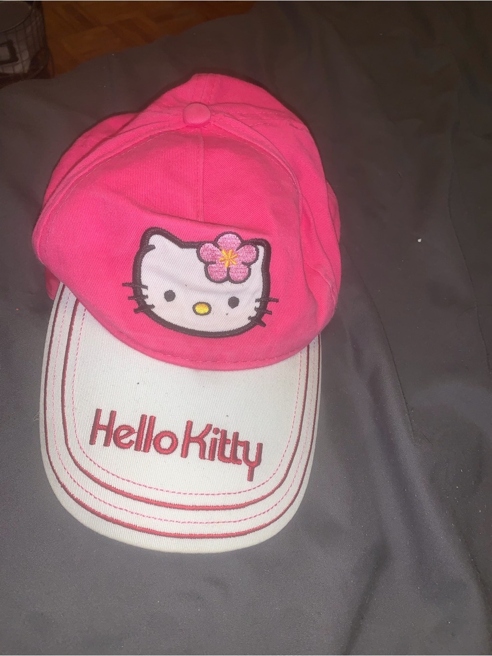 Hello Kitty Pink and White Baseball Cap with Embroidered Face